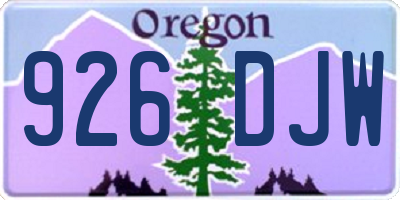 OR license plate 926DJW