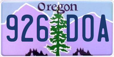 OR license plate 926DOA