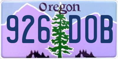 OR license plate 926DOB