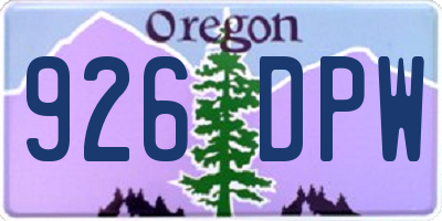 OR license plate 926DPW