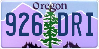 OR license plate 926DRI
