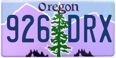 OR license plate 926DRX