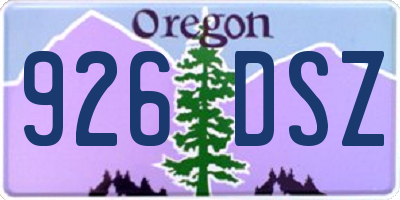 OR license plate 926DSZ