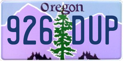 OR license plate 926DUP
