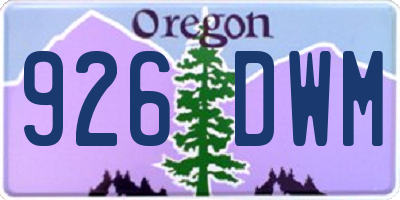 OR license plate 926DWM