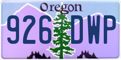 OR license plate 926DWP