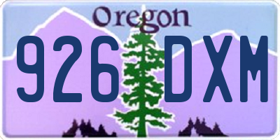 OR license plate 926DXM