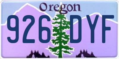 OR license plate 926DYF