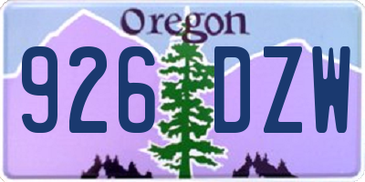 OR license plate 926DZW
