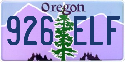 OR license plate 926ELF