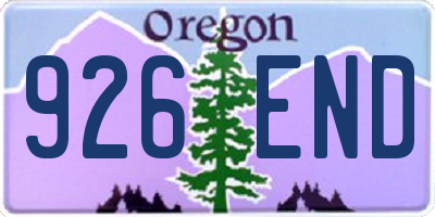 OR license plate 926END