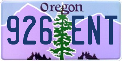 OR license plate 926ENT