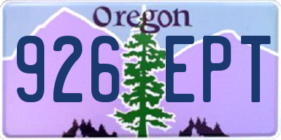 OR license plate 926EPT