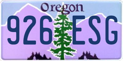 OR license plate 926ESG