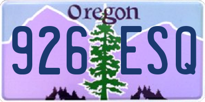 OR license plate 926ESQ