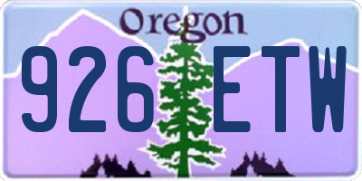 OR license plate 926ETW