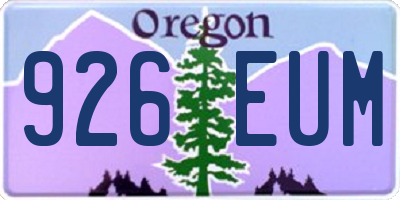 OR license plate 926EUM