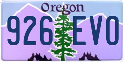 OR license plate 926EVO