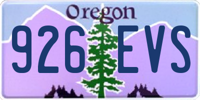 OR license plate 926EVS