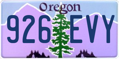 OR license plate 926EVY