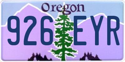 OR license plate 926EYR