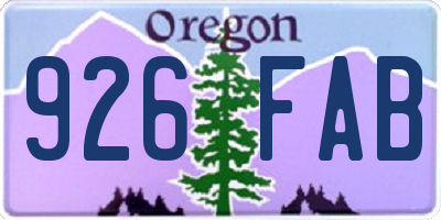 OR license plate 926FAB