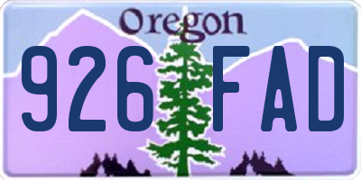 OR license plate 926FAD