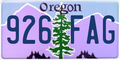OR license plate 926FAG