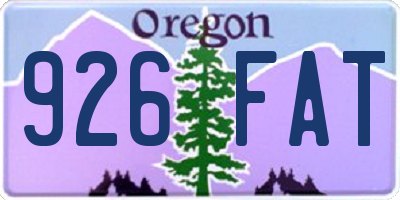 OR license plate 926FAT