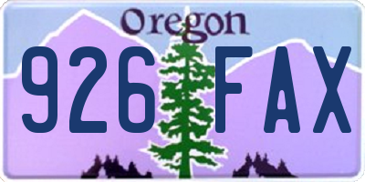 OR license plate 926FAX