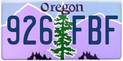 OR license plate 926FBF