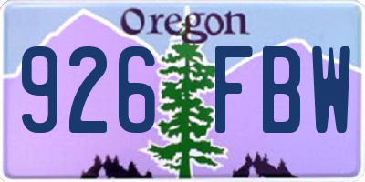 OR license plate 926FBW