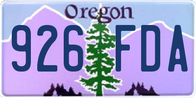 OR license plate 926FDA