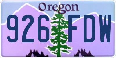 OR license plate 926FDW