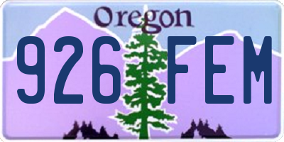OR license plate 926FEM