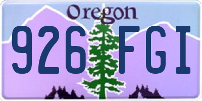 OR license plate 926FGI