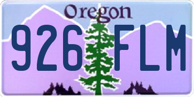 OR license plate 926FLM