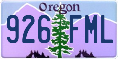 OR license plate 926FML