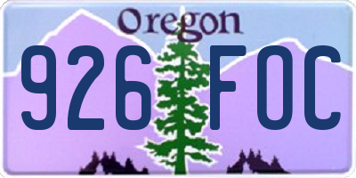 OR license plate 926FOC