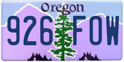 OR license plate 926FOW