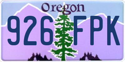 OR license plate 926FPK