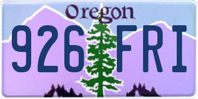 OR license plate 926FRI