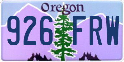 OR license plate 926FRW