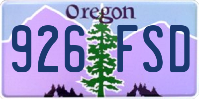 OR license plate 926FSD