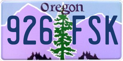 OR license plate 926FSK