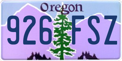 OR license plate 926FSZ