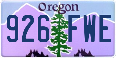 OR license plate 926FWE