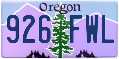 OR license plate 926FWL