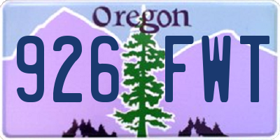 OR license plate 926FWT