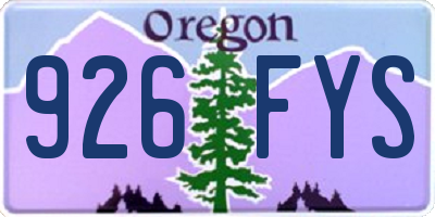 OR license plate 926FYS